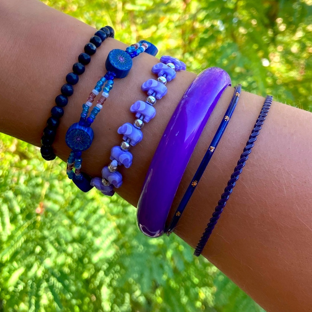 Vibrant Purple Elephants Bracelet Stack of 6